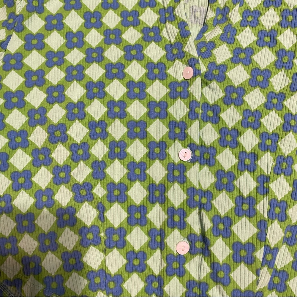 Wild Fable Green Button Up Collared Crop Top Large - Picture 3 of 5